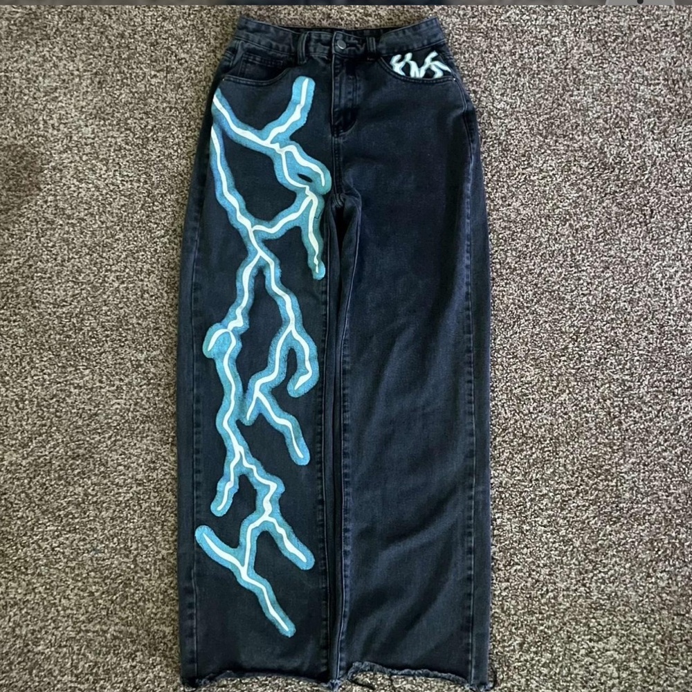 Shein: Lightning design denim Jeans